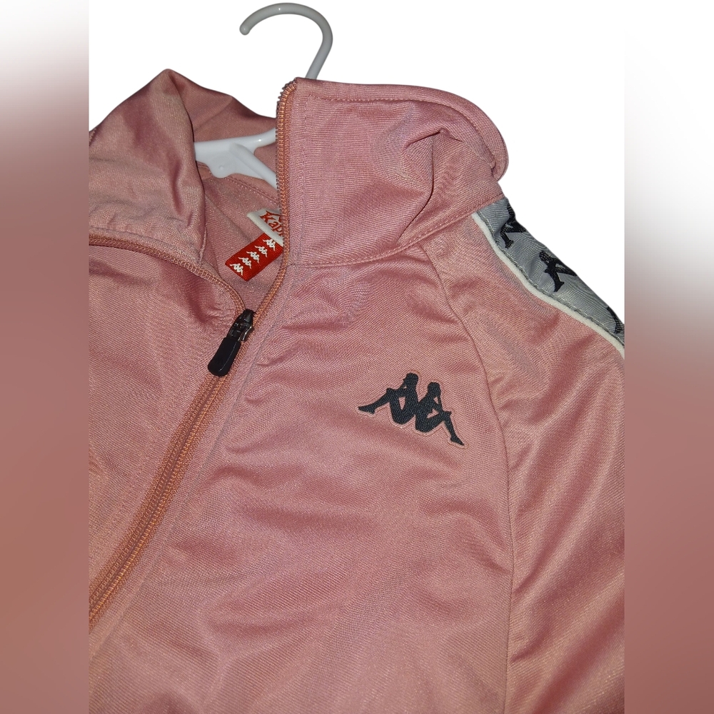 Kappa Pink Track Jacket W/ White Striped Logo On Sleeves Size Small - Picture 13 of 15
